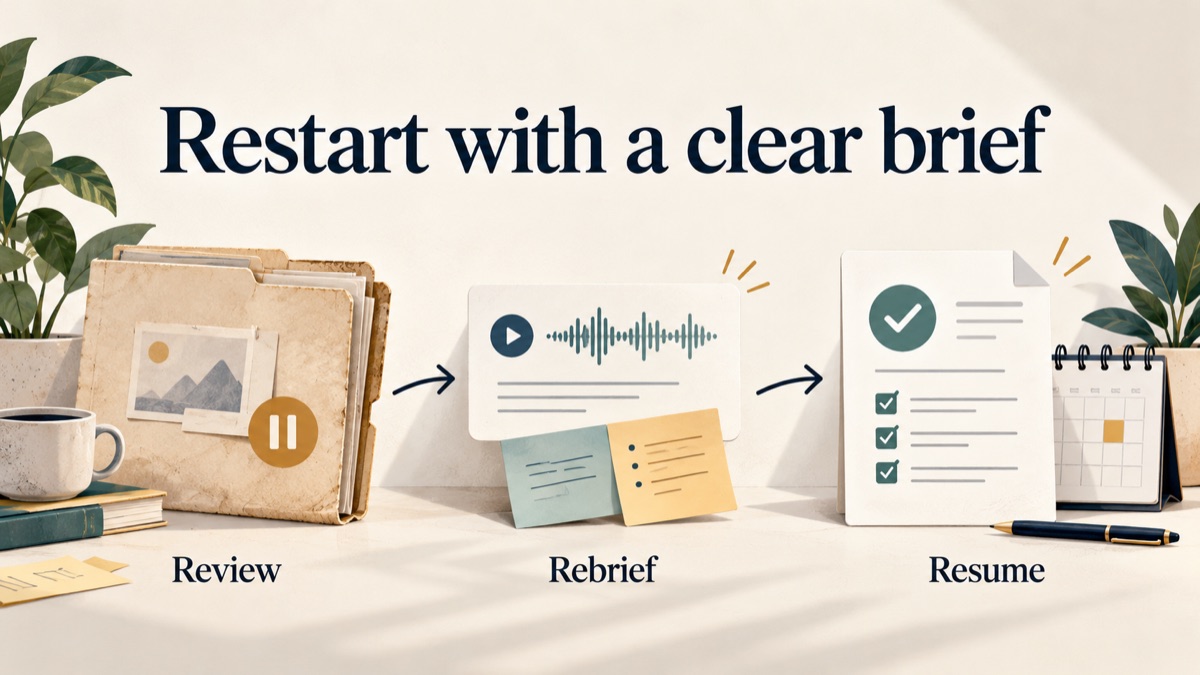 A paused project, a client voice update and a refreshed brief ready for review